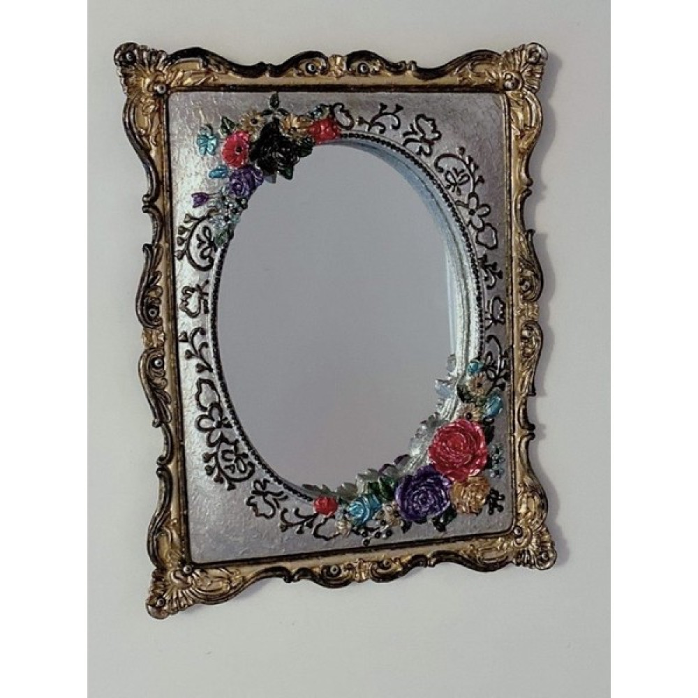 1001 Fırça Polyester Dekoratif Duvar AYNASI-121 - 27x21 cm Ayna Fiyatı