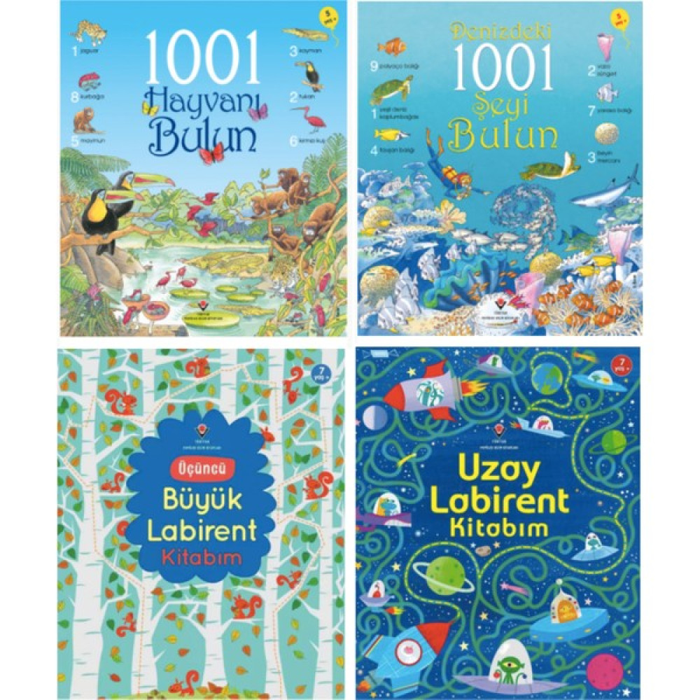 1001 Hayvanı Bulun - Denizdeki 1001 Şeyi Bulun - Uzay Labirent Kitabım - Üçüncü Büyük Labirent Kitabım 4 Kitap Set Zeka Geliştirici Kitaplar Fiyatı