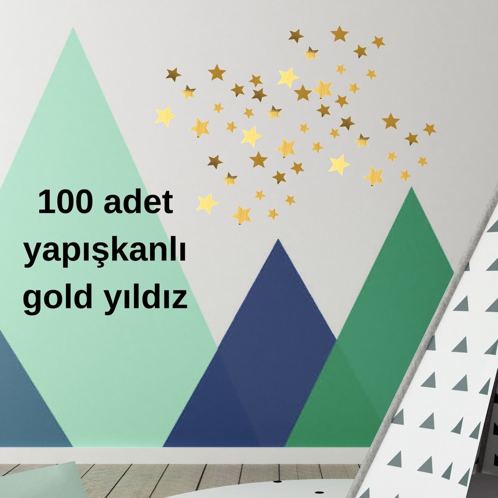 100LÜ Gold/silver Ayna Pleksi Yıldız Seti Kendinden Yapışkanlı Süs Çocuk Odası Duvar Dekorasyonu Diğer Fiyatı