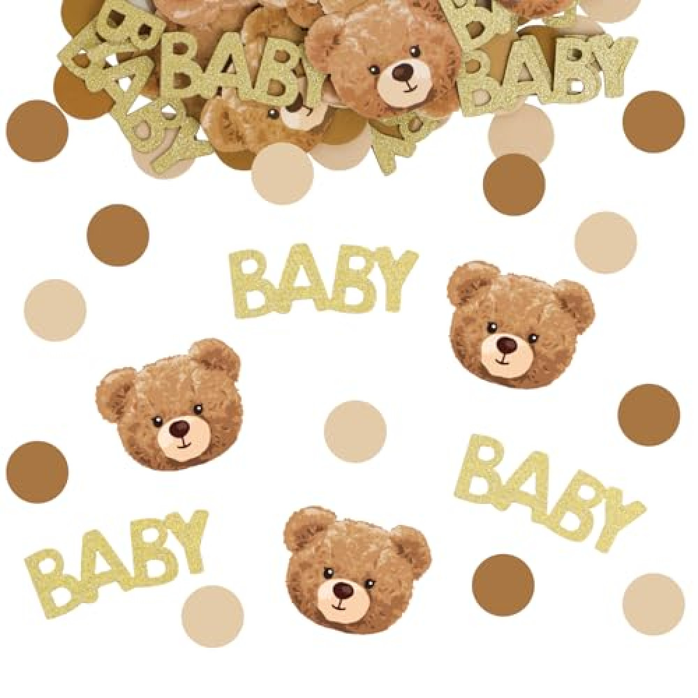 100pcs Bear Confetti Baby Shower Cream Brown We Can Bearly Wait Baby Shower Decorations Bear Table Scatter