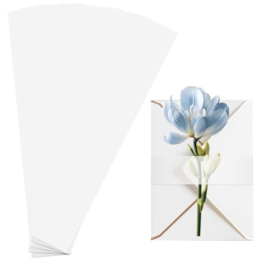 100Pcs Wedding Invitation Accessories, Clear Invitation Belly Bands Vellum Belly Band for 5x7 Invitations Vellum Paper Belly Bands, Wedding Invitation Card Gift Wraps Liners
