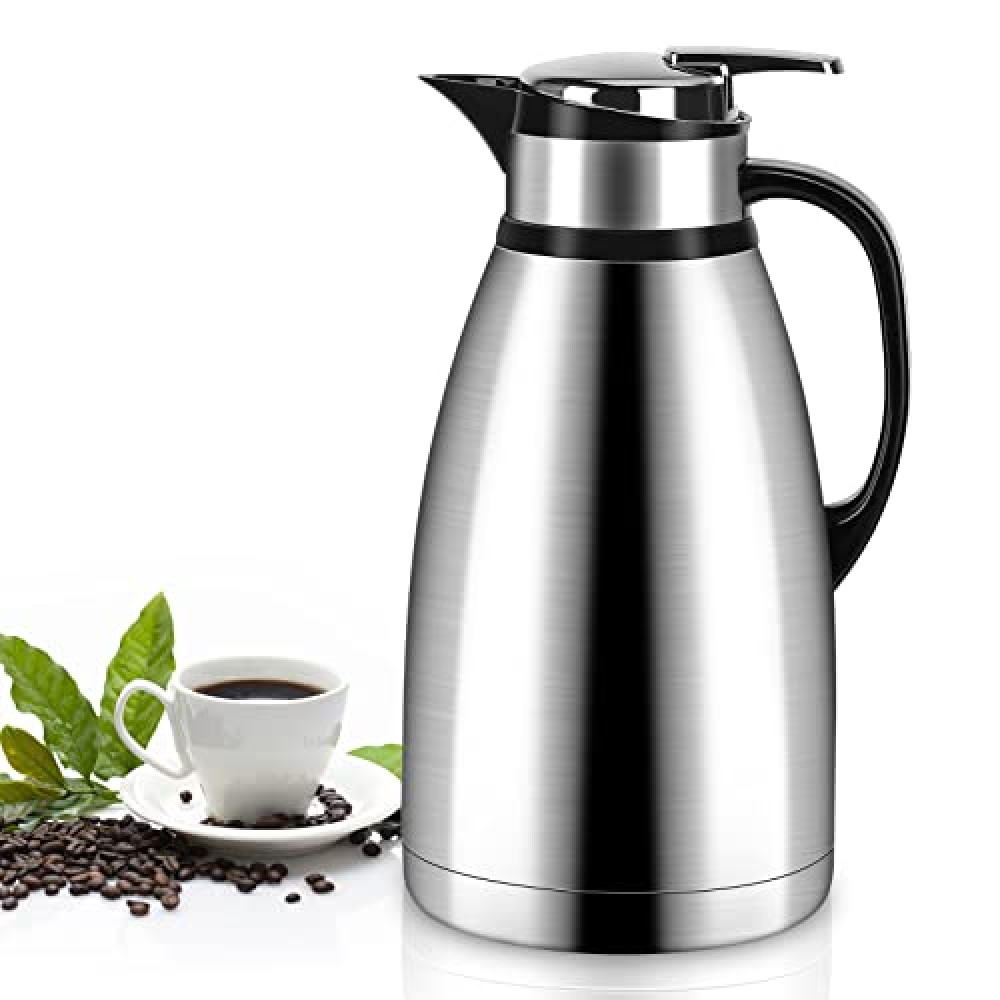 102 Oz Thermal Coffee Carafe, 3 Liter Stainless Steel Thermos Carafe, Double Wall Insulated Coffee Pot, Fully Sealed Coffee Thermos Dispenser Keep Hot 12 Hours,Vacuum Thermal Pot for Coffee