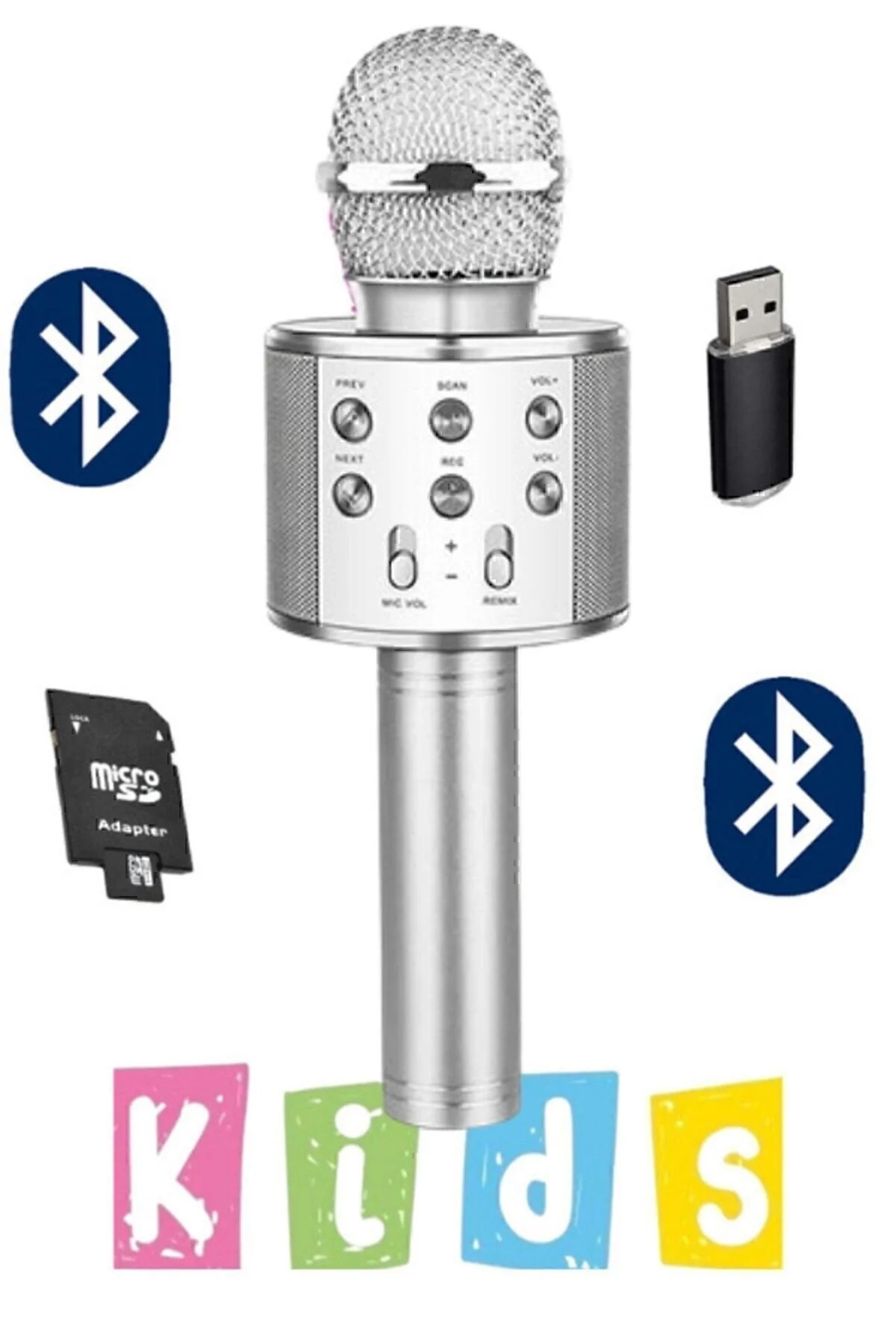 10numara Karaoke Mikrofon Dahili Hoparlörlü Usb Flash Tf Kart Destekli Ses Değiştirme Efektli Çocuk Mikrofonu" Müzik/Ses Sistemleri Fiyatı