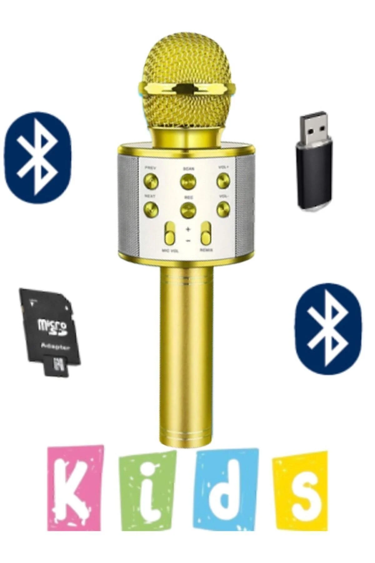 10numara Karaoke Mikrofon Dahili Hoparlörlü Usb Flash Tf Kart Destekli Ses Değiştirme Efektli Çocuk Mikrofonu" Müzik/Ses Sistemleri Fiyatı