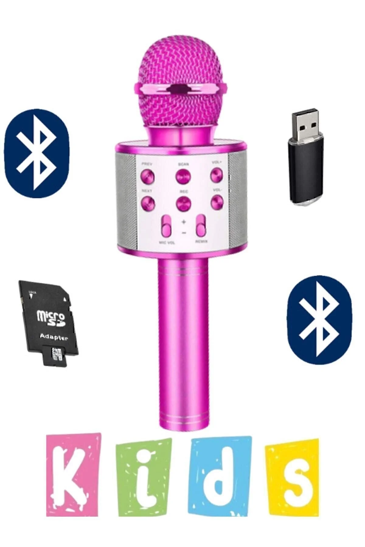 10numara Karaoke Mikrofon Dahili Hoparlörlü Usb Flash Tf Kart Destekli Ses Değiştirme Efektli Çocuk Mikrofonu" Müzik/Ses Sistemleri Fiyatı
