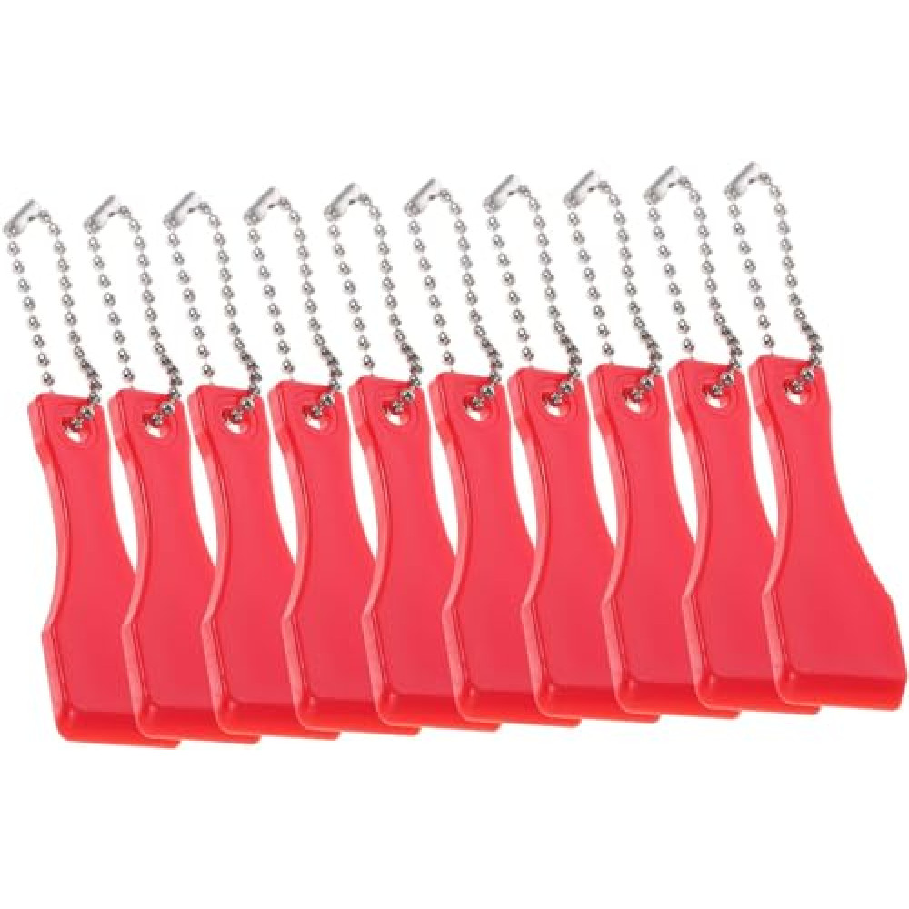 10Pcs Red Lottery Ticket Scraper Lottery Ticket Scratcher Sticker Label Remover Plastic Small Scraper Shovel Shape Lottery Scratcher Lottery Scraper with Keychain, Health and Household