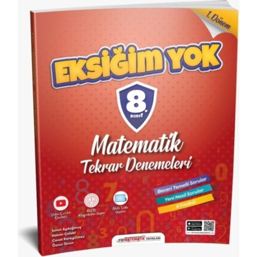 112 Yayınları 8. Sınıf Matematik 1. Dönem Eksiğim Yok Tekrar Denemeleri Kaynak Kitapları Fiyatı