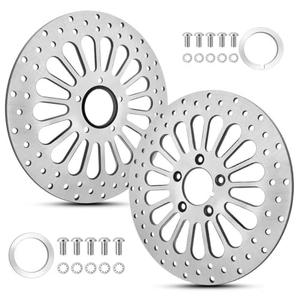 11.5'' Brake Rotor Front and Rear Set for Touring, Sportster, Dyna, Softail, Early Super Glide. Brake Rotors and Pads Kit with Stainless Steel Disc