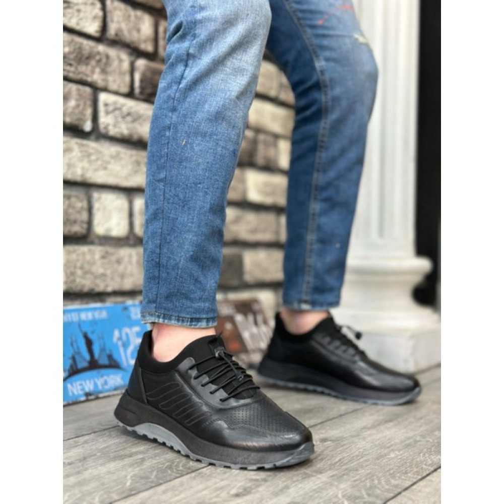 11boa BA0335 Hakiki Deri Rahat Taban Ayarlanabilir Lastik Bağcıklı Siyah Casual Erkek Ayakkabı Erkek Günlük Ayakkabıları Fiyatı