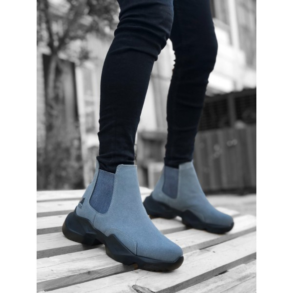 11boa BA0444 Bağcıksız Rahat Yüksek Taban Füme Erkek Spor Yarım Bilek Bot Erkek Ayakkabıları Fiyatı