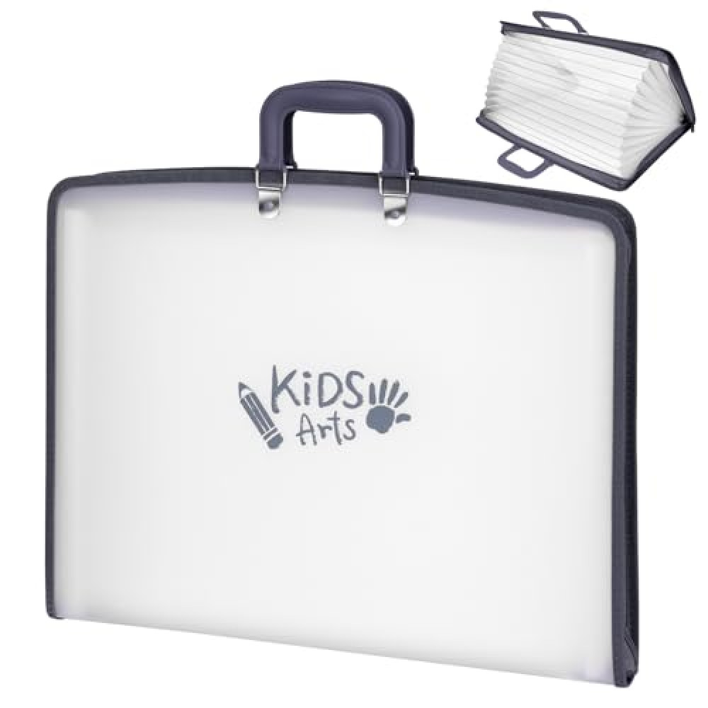11x17 Kids Art Portfolio - Accordian File Organizer with 13 Pockets, Art Portfolio for Kids with Handle and Zipper Closure - Oxford Cloth, Frosted Translucent Artwork Folder for Children - 1 Pack