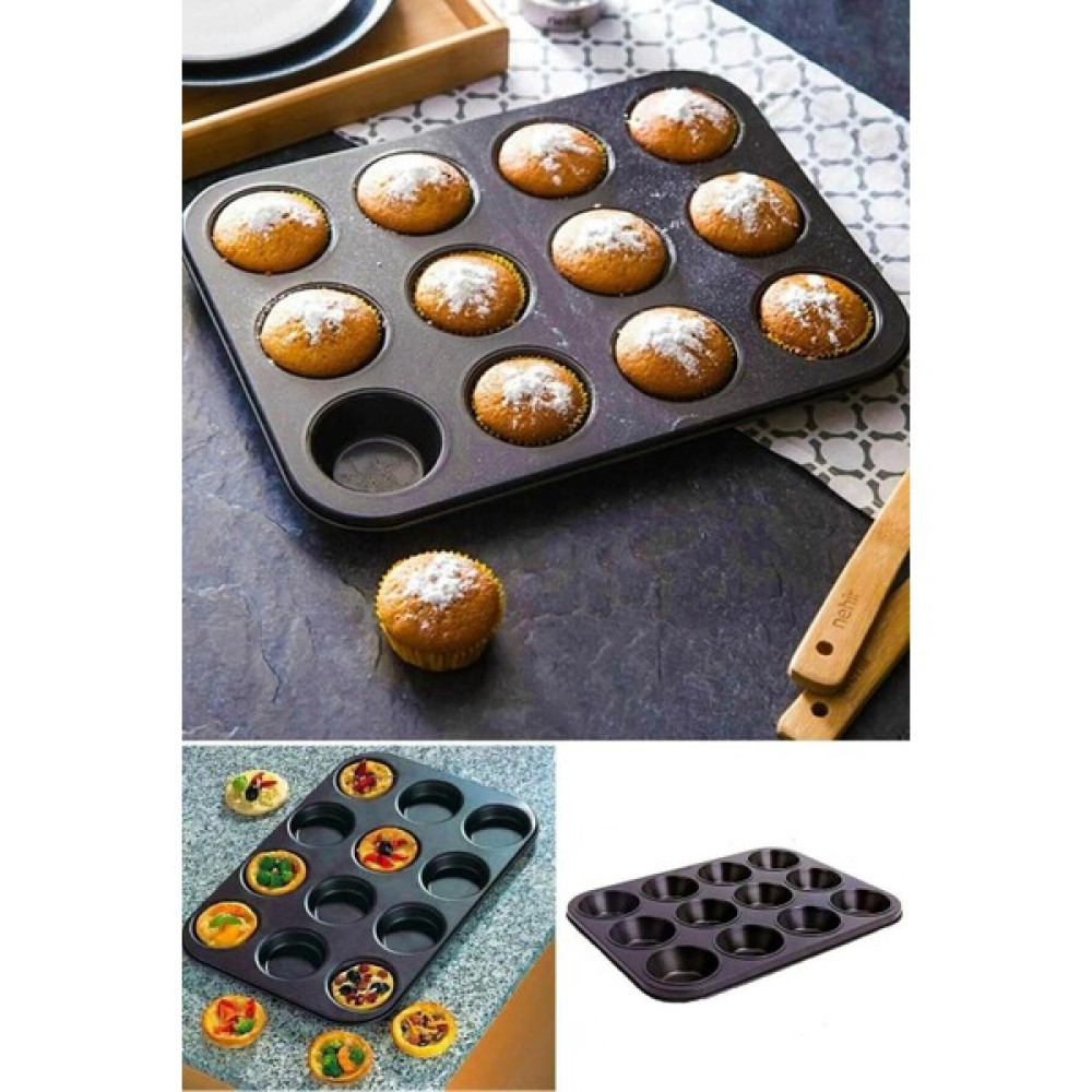 12 Bölmeli Metal Yapışmaz Muffin Kek Kalıbı - 1 Oto Boyaları Fiyatı