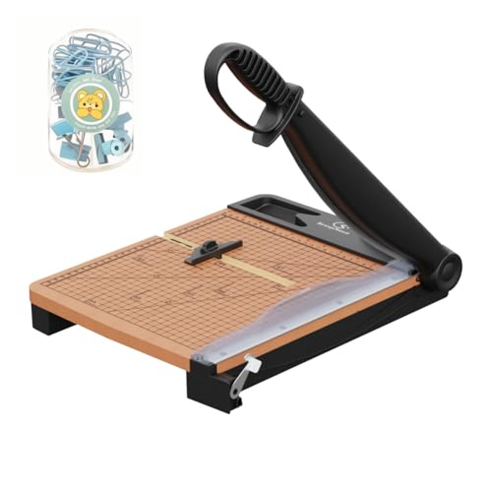 12 Inch Heavy Duty Paper Cutter, Wood Guillotine Paper Cutter & Paper Trimmer, 30 Sheets Capacity Paper Cutting Board for Classroom, Crafting, Cardstock