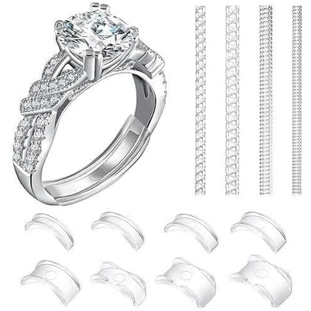 12 Pack Ring Sizers Invisible Ring Sizer Adjuster for Loose Rings Ring Guard and Spacer for Men and Women Jewelry Ring Size Adapter Reducer Resizer, Ring Guards,Spiral Silicone Tightener Set