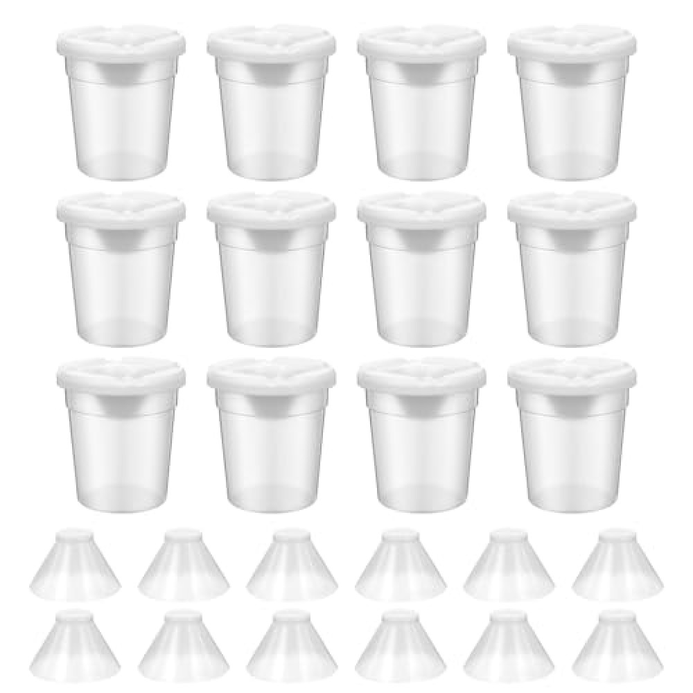12 Packs Paint Cups with Lids for Kids No Spill Learning Color Cups Reusable Paint Containers with Lids for Young Artist