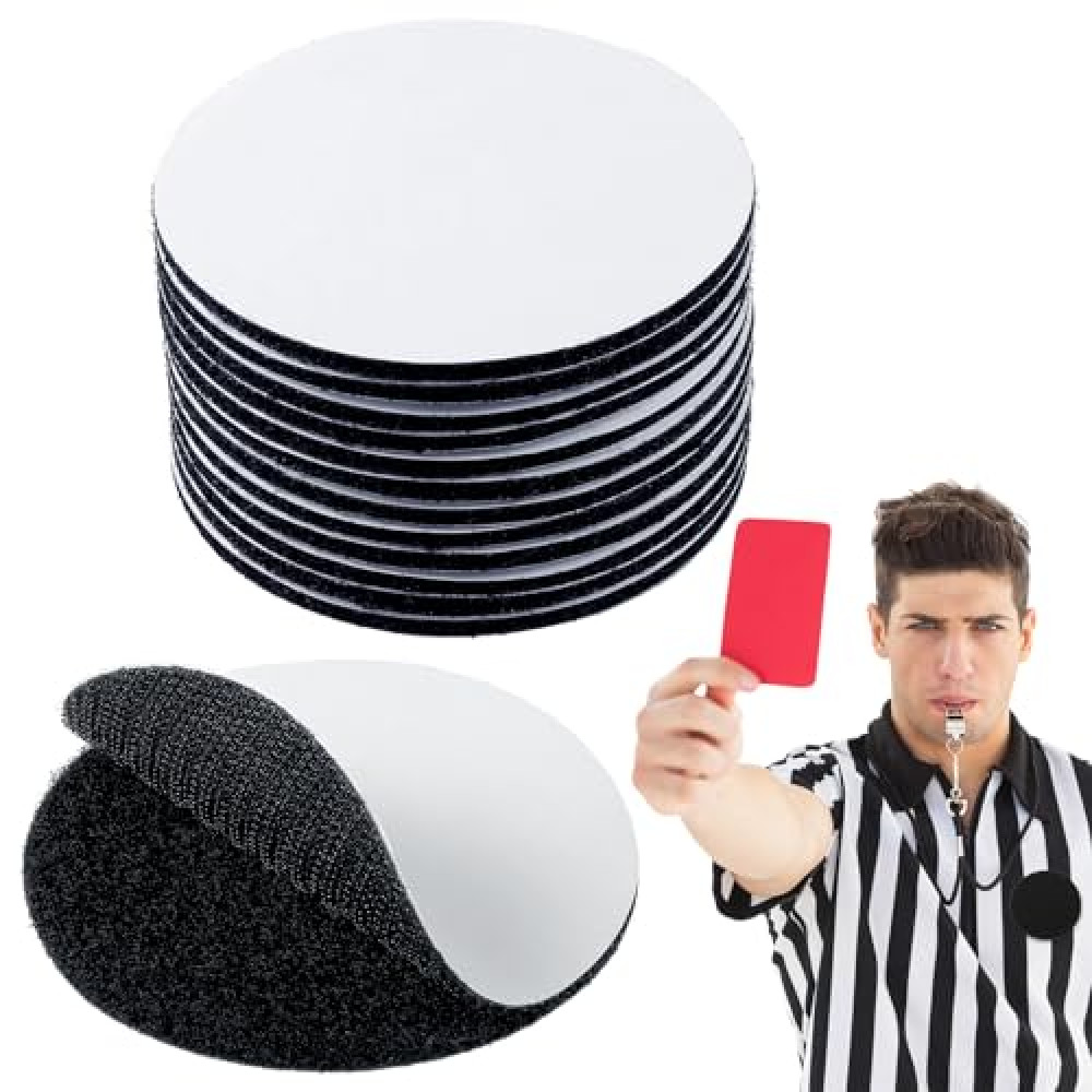 12 Pairs 3 Inch Referee Patch Hook and Loop Dots Reusable Round Adhesive Loop Tape Self Sticky Circle Hook and Loop Tape Double Sided Hook and Loop Fasteners for DIY Wall Decor Tool Hanging