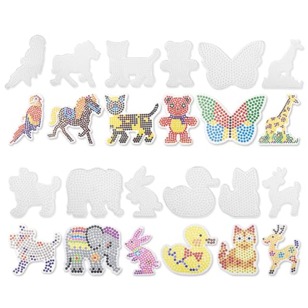 12 PCS 5mm Fuse Beads Boards Animal Shape Clear Plastic Fuse Beads Pegboards for Kids DIY Craft Bead