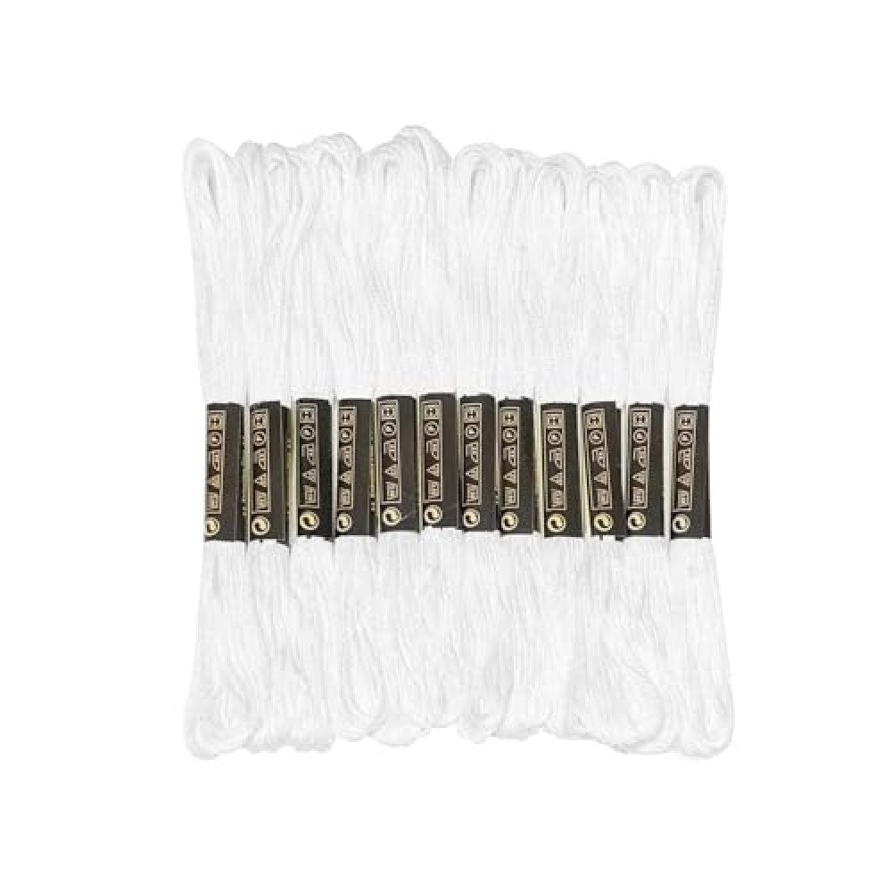 12 Skeins Embroidery Floss White Color, Friendship Bracelet String Cross Stitch Embroidery Thread Floss Bracelet Making Yarn, Craft Floss（White）