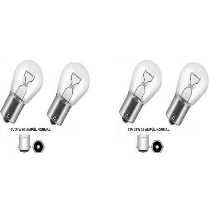 12 Volt 21WATT Sinyal Ampulu Araba Motorsiklet (4 Adet) Düz Tırnak (93 Ampul) Diğer Fiyatı