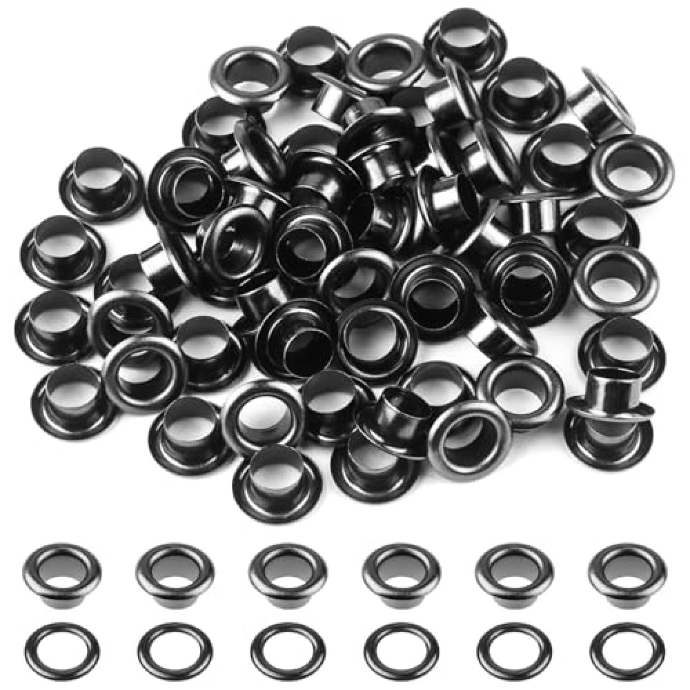 120 Pair Metal Black Eyelets 3mm/6mm, 2 Size Grommets Eyelets with Washers 1/4 Grommet Kit for Canvas, Shoes, Clothing, Eyelets for Paper Crafts for Leather Grommets Eyelets for Fabric