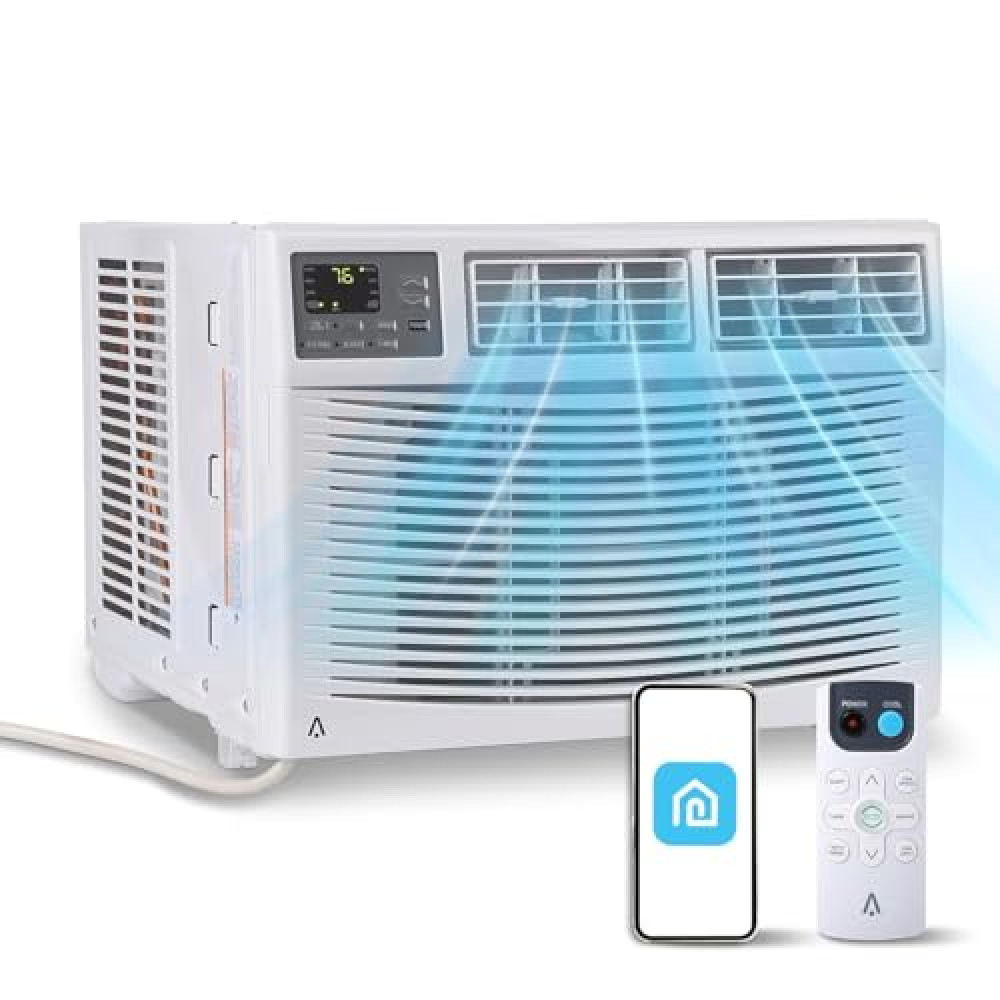 12000 BTU Window Air Conditioner 115V, Fastcooling for 550 Sq.Ft Room, Wi-Fi Enabled Remote Control, Reusable Filter, Perfect for APT, Living Room, Office, Kitchen