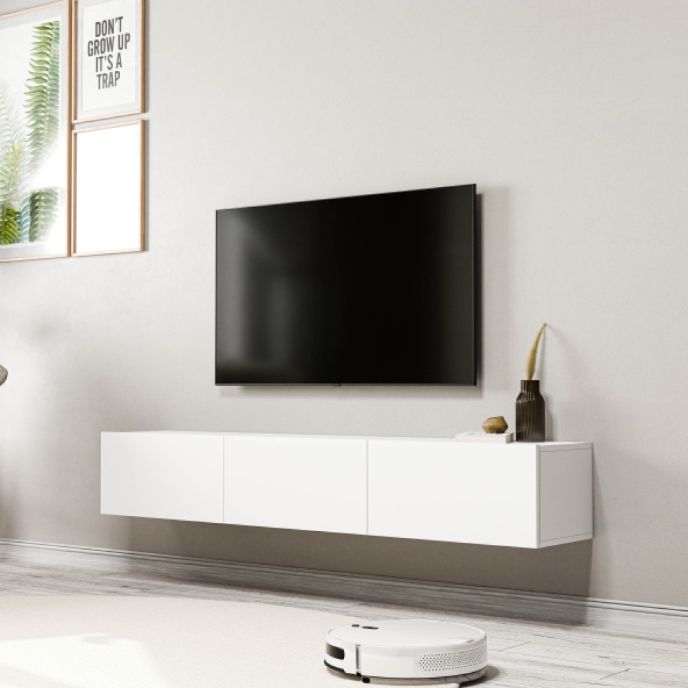1220 Dore 3 Kapaklı Kulpsuz 150 Cm Tv Unıtesı Beyaz Tv Ünitesi / Sehpası Fiyatı