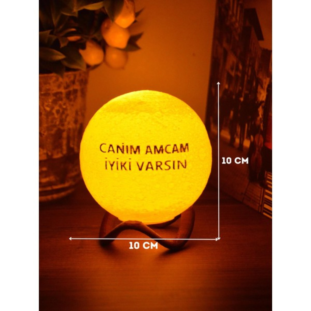 12cm Canım Amcam İyiki Varsın Standlı Ay Küresi neon led lamba hediyelik eşya avize masa lambası gece lambası moon yılbaşı hediye - Beyaz Gece Lambası Fiyatı