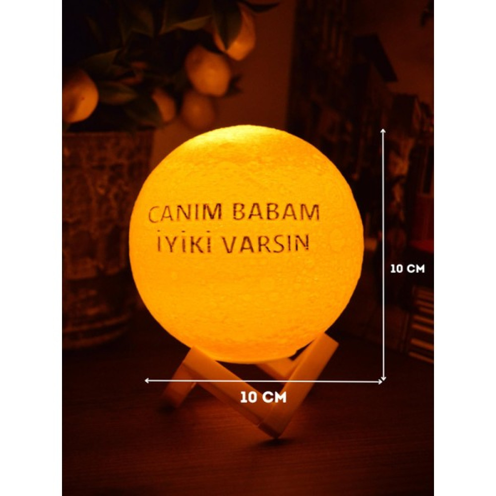 12cm Canım Babam İyiki Varsın Kare Standlı Ay Küresi neon led lamba hediyelik eşya avize masa lambası gece lambası moon yılbaşı hediye - Beyaz Gece Lambası Fiyatı
