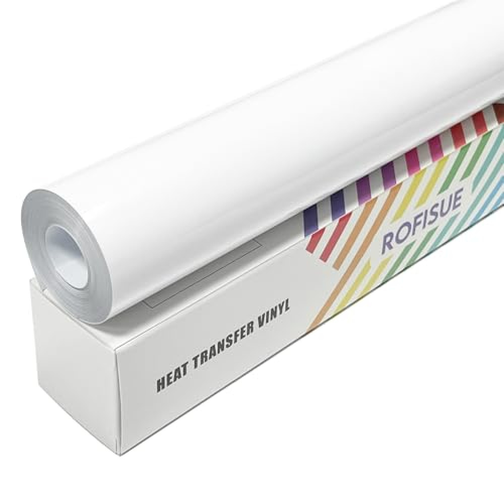 12Inches x 20ft ROFISUE Heat Transfer Vinyl，White Iron on Vinyl for T Shirts ，Easy to Cut and Weed Compatible with All Cutter Machines HTV Iron on Vinyl for Cricut (White, 12Inches×20FT) Sewing Machine Accessories Fiyatı