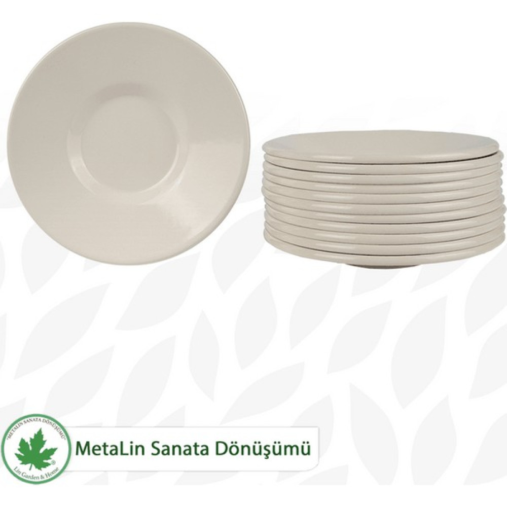 12li Metal Çay Tabağı LN1110 - Krem Mutfak Gereçleri Fiyatı