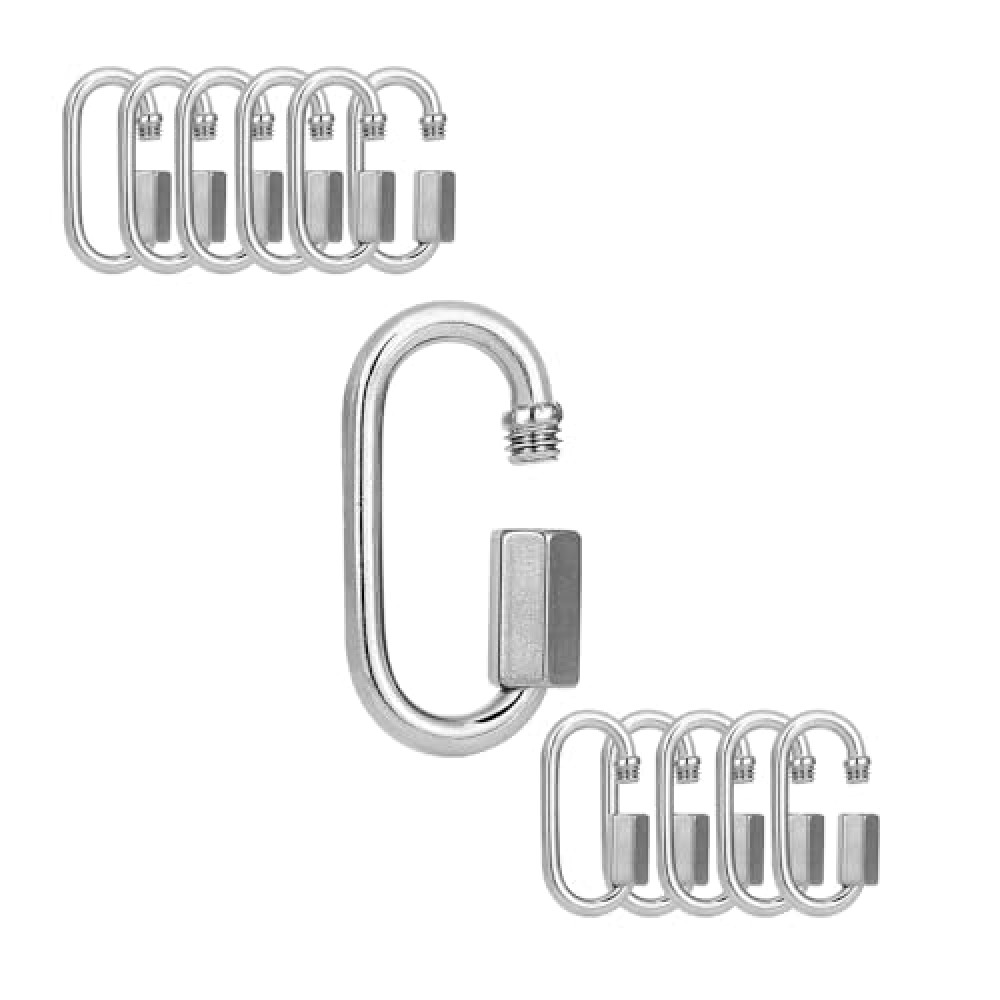 12Pcs 3/16Inch Quick Link 304 Stainless Steel,M5 Chain Link Oval Threaded,D Shape Repair Chain,648 Lbs Capacity,Large Dog Chain,Camping Equipment