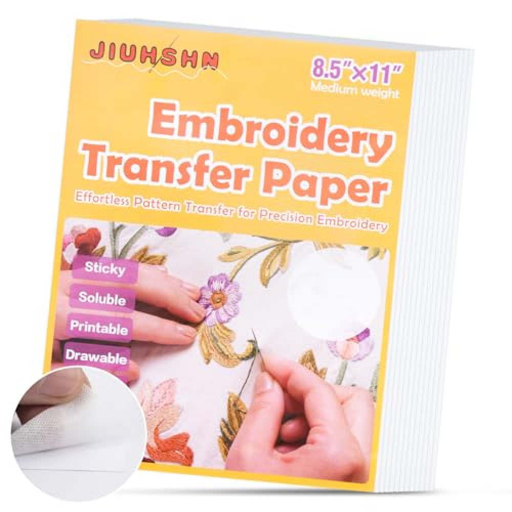 12pcs Water Soluble Embroidery Paper, 8.5"X11" Stick and Stitch Embroidery Transfer Paper, Wash Away Stabilizer for Embroidery, Embroidery Paper Wash Away Printable