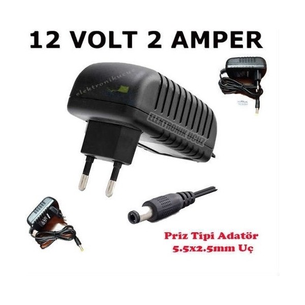 12V 2A Dc Standart Adaptör 5.5*2.5 Uç - Siyah Diğer Fiyatı