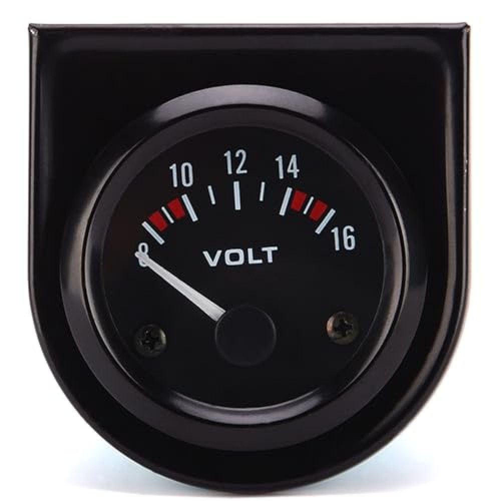 12V Voltmeter Gauge 2" 52mm Volt Voltage Meter Gauge Universal Pointer Voltmeter Car Auto Measure Range 8-16V LED Light Dial Black