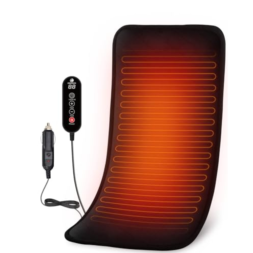 12V/24V Car Heated Blanket for Back Pain Relief, CooCoCo 12" x 24" Car Electric Blanket with 5 Heat Setting, Auto-Off, FSA HSA Eligible Heated Blanket for Travel, Ideal Gifts for Women Men Mom Dad