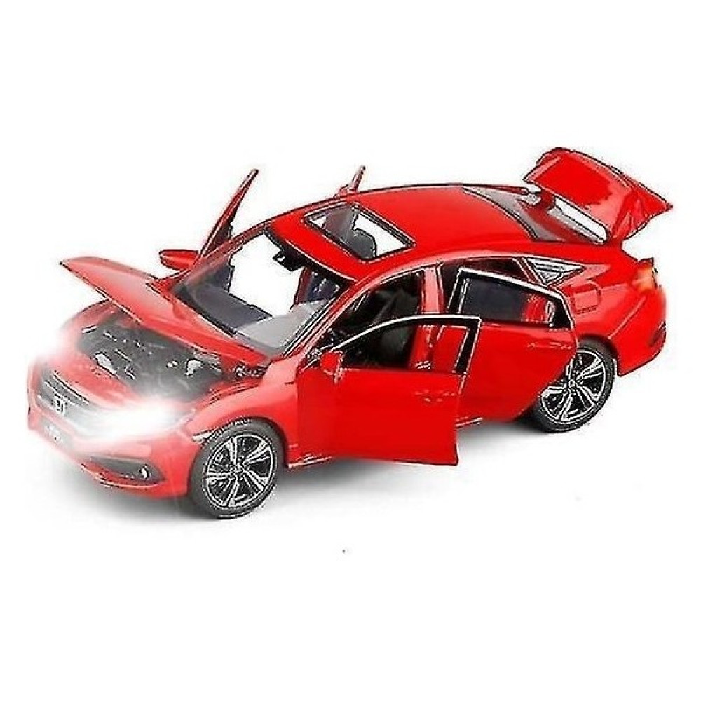 1/32 Oyuncak Araba Honda Civic Metal Alaşım Döküm Minyatür Modeli Simülasyon Ses Işık Sedan (Yurt Dışından) - Beyaz - Kırmızı Oyuncak Araç Fiyatı