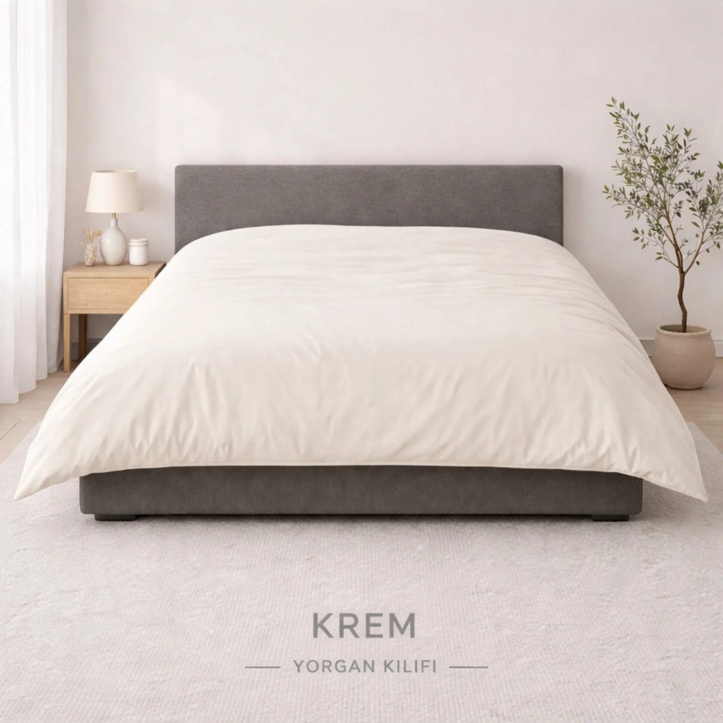 135X220 cm Tek Kişilik Nevresim (Ranforce Yorgan Kılıfı) – Krem, Beyaz, Mavi, Gri, Siyah, Pudra - Krem - 135 x 200 cm Nevresim Takımı Fiyatı