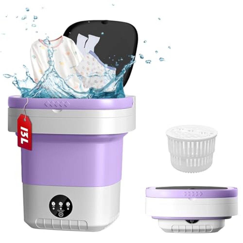 13L Portable Washing Machine, Mini Portable Washer with Spin Dryer, 3 Modes Deep Cleaning for Baby Clothes Socks Underwear or Small Items, small Washing Machine suitable for Apartment,RV Travel Purple Washing Machines Fiyatı
