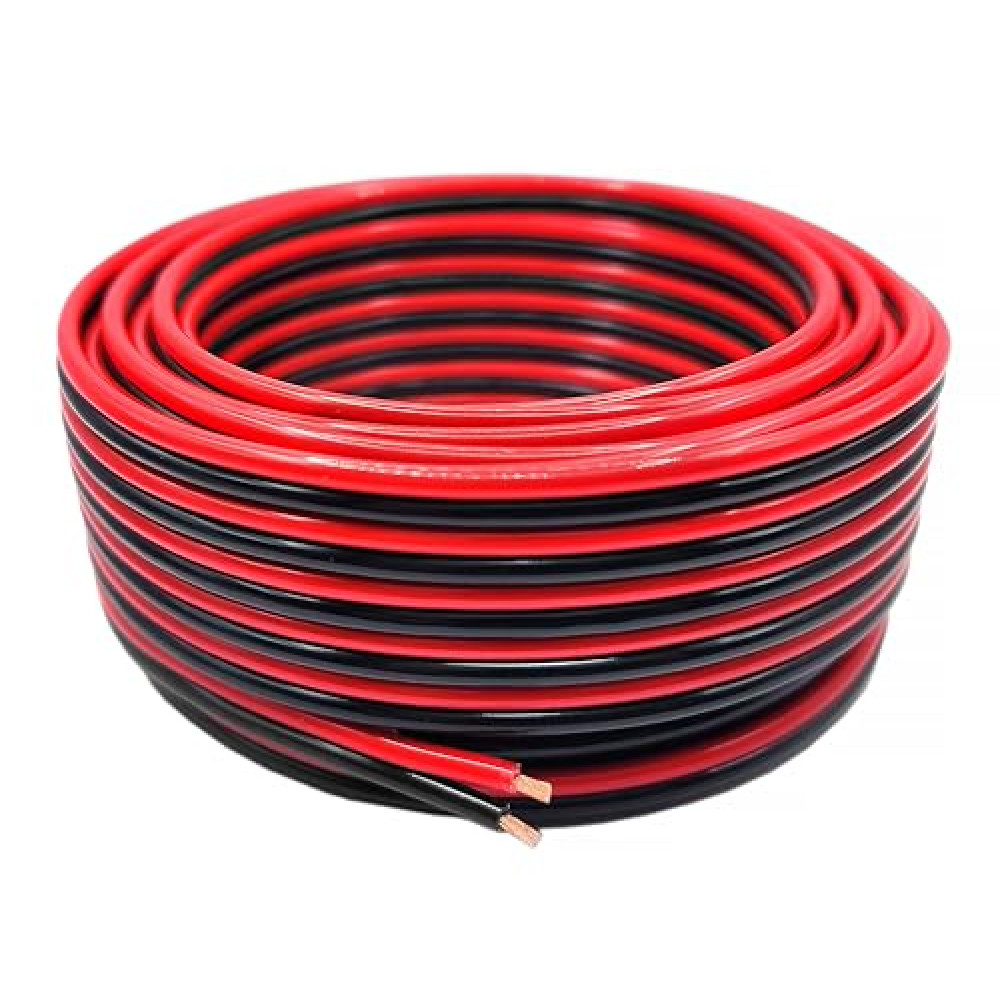 14 Gauge 100% Copper Stranded Red Black Zip Cable | OFC 14 AWG (American Wire Guage) 2 Conductor Bonded Cord for DC Power Automotive Car Audio Speaker LED Trailer Light Hookup Primary Wiring (50 ft)