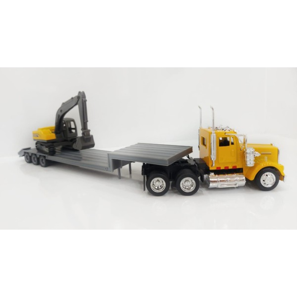 1:43 Long Haul Kenworth Taşıyıcı Tır ve Ekskavatör - Sarı Oyuncak Araç Fiyatı