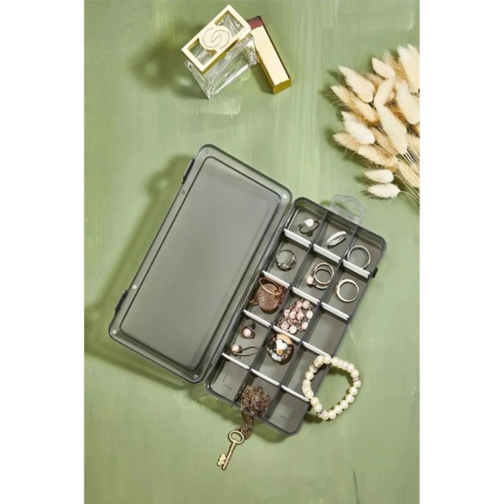 15 Bölmeli Takı, Aksesuar, Küpe Saklama Organizeri 20 x 10 cm Antrasit Ofis Seti Fiyatı