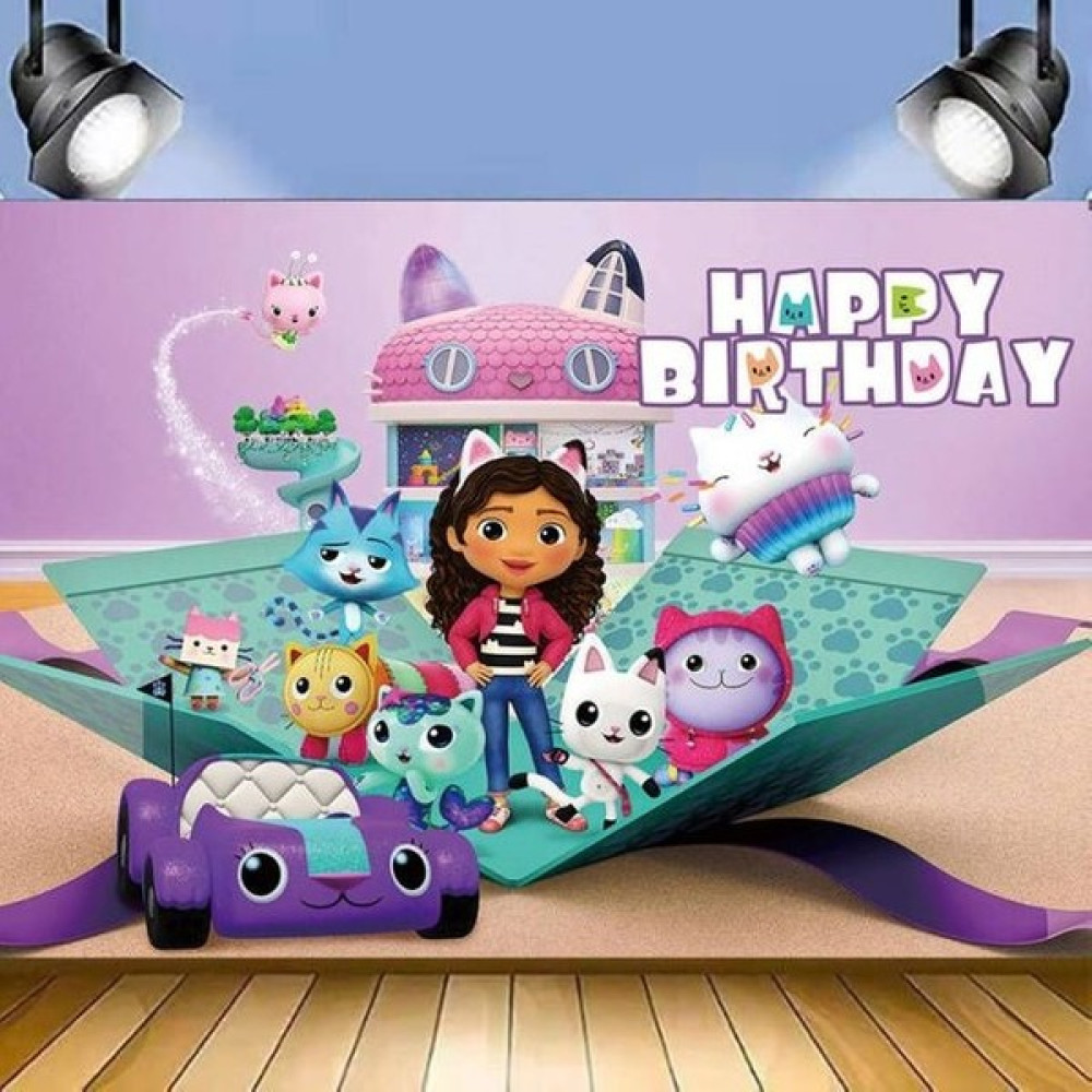 150X100CM Gabby Dollhouse Kız Doğum Günü Partisi Dekorasyon Tek Kullanımlık Sofra Kağıt Bardak Plaka Balon Kız Bebek Duş Parti Malzemeleri (Yurt Dı... Mutfak Sarf Malzemeleri Fiyatı