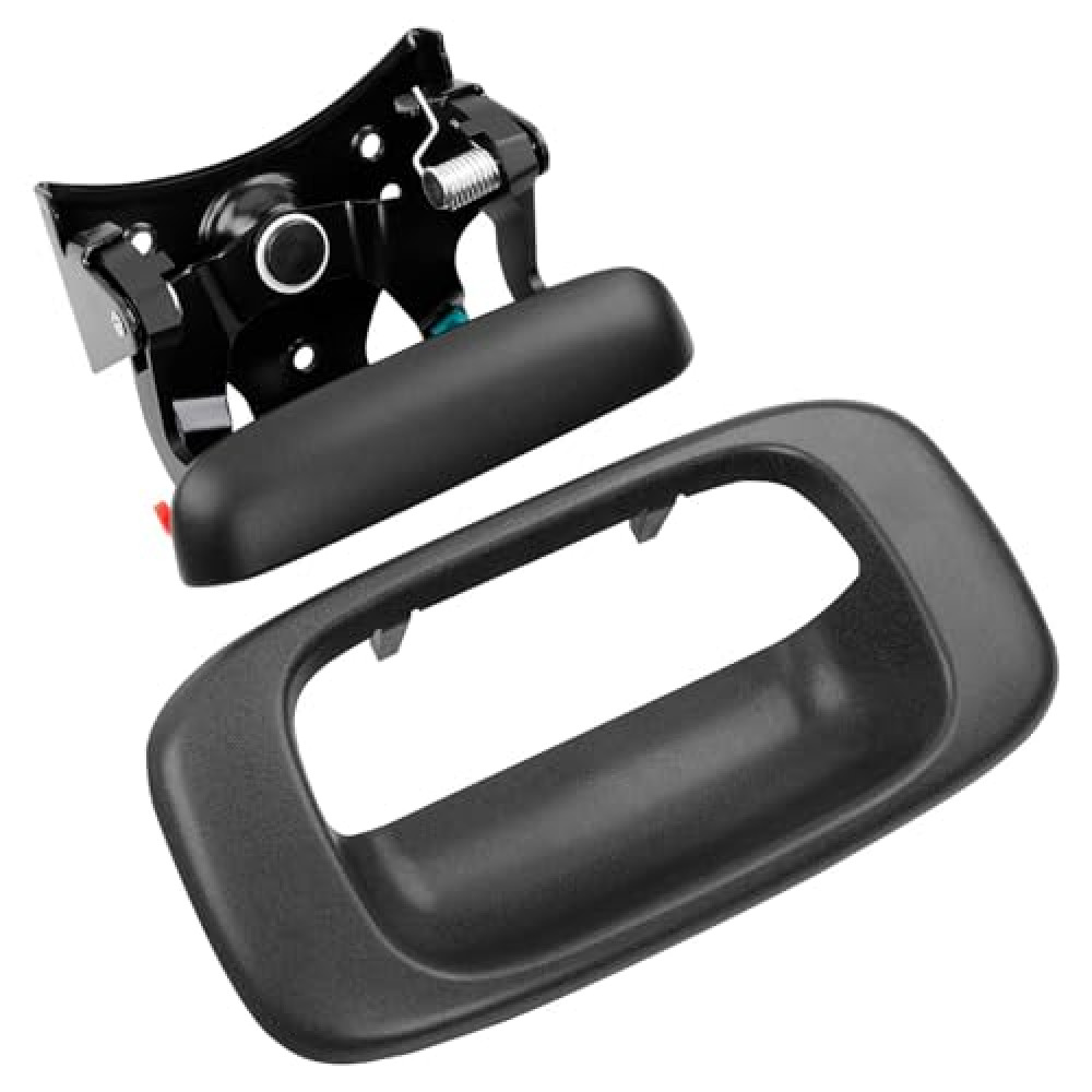 15997911 Upgraded Metal Tailgate Handle Latch, with Plastic Bezel Trim Rod Clips, Compatible with 1999-2007 Chevy Silverado GMC Sierra 1500 2500 3500, Replaces# 15228539 15228541 15228540