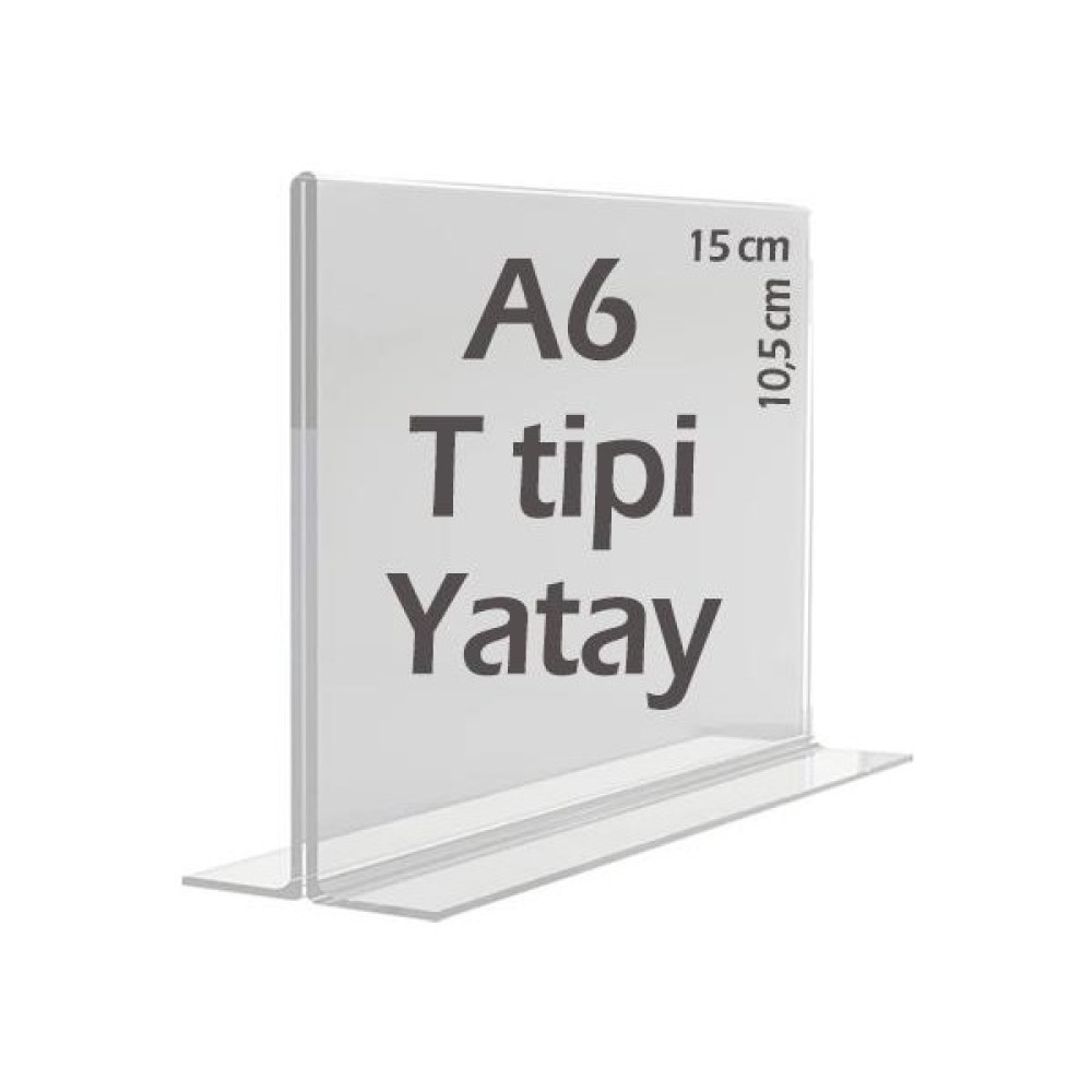15x10,5 cm A6 T-Tipi Yatay Şeffaf Pleksi Mika Föylük Menü Broşürlük Etiketlik Dosya Fiyatı