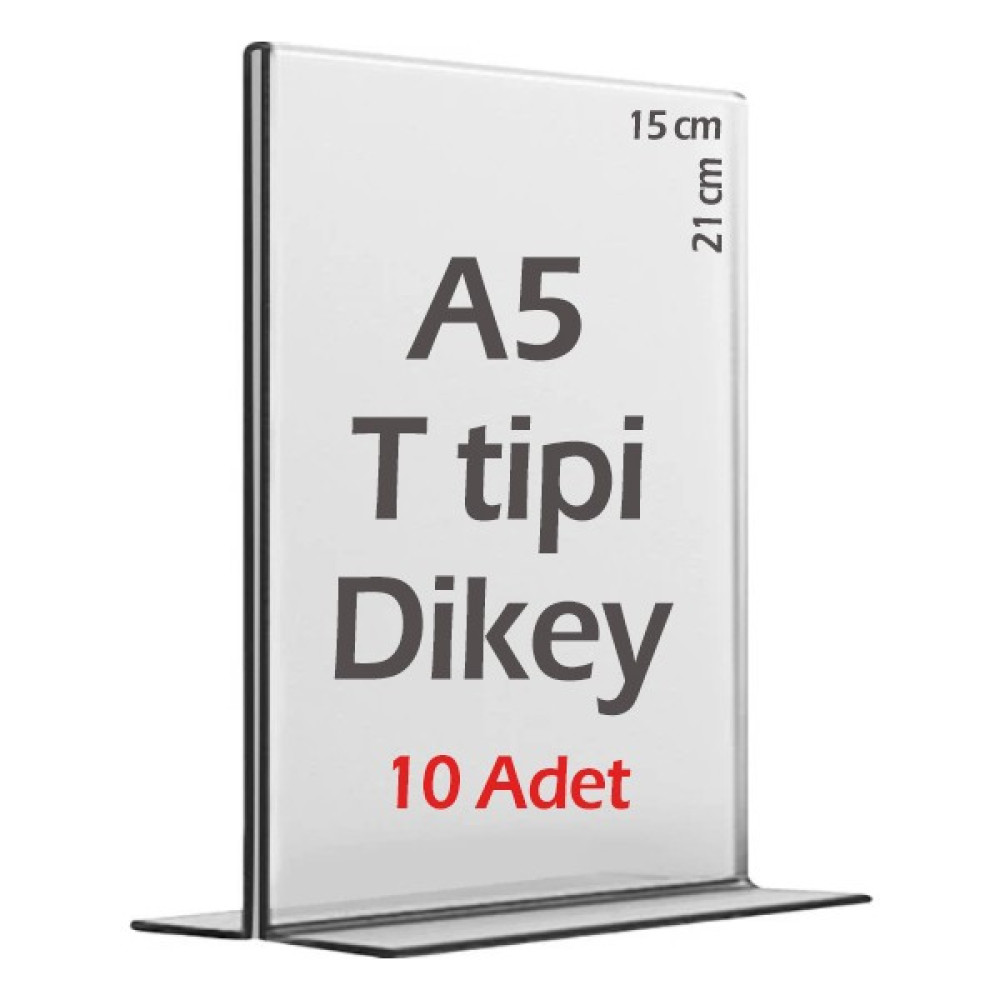 15x21 cm Best A5 T-Tipi Dikey Şeffaf Pleksi Mika Föylük Menü Broşürlük Etiketlik (10 Adet) Dosya Fiyatı