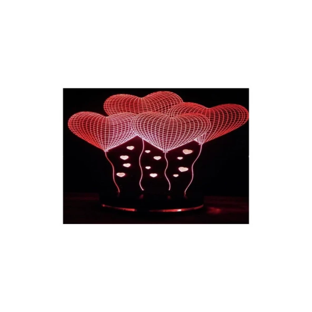 16 Renk Kumandalı 4 Lu Kalp Model 3D Led Lamba Armatür Fiyatı