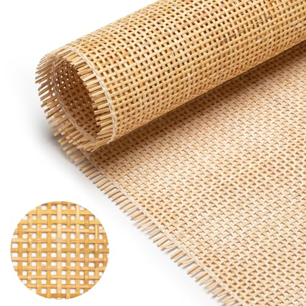 16" Width Natural Rattan Webbing Roll for Cane Webbing Projects 40" Length - Woven Open Mesh Cane for Furniture, Chair, Cabinet, Ceiling