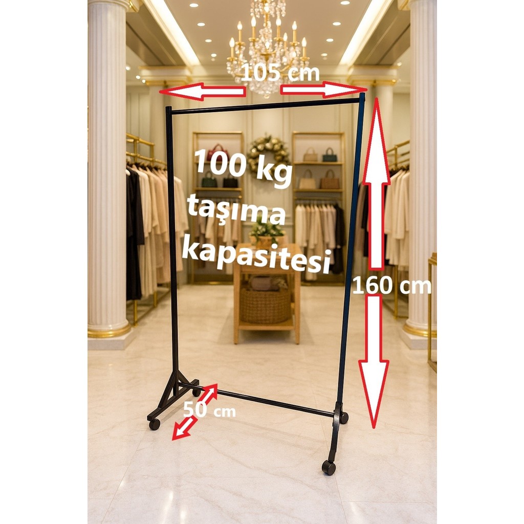 160 cm Çelik Konfeksiyon Elbise Askılık Tekerli Portatif Eşek Raf Home Hanger 105 cm En Diğer Fiyatı