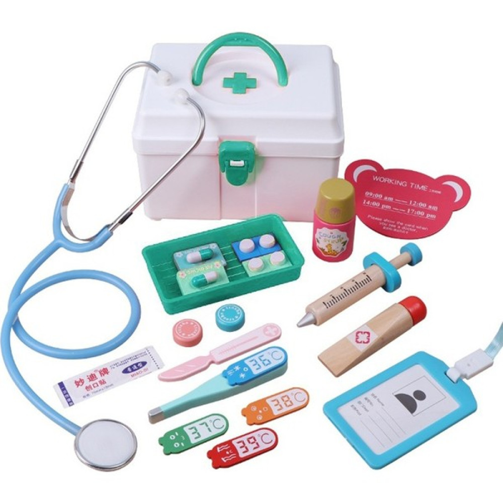 17 Adet / Takım Ahşap Pretend Oyna Doktor Tıbbi Kiti Araçları Eğitici Çocuk Oyuncak Kırmızı (Yurt Dışından) - Yeşil Oyun Seti Fiyatı
