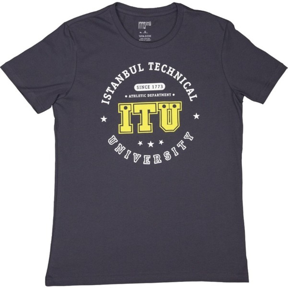 1773 İTÜ Itü Spor Erkek Antrasit Sarı Baskı Tişort Erkek T-shirt Fiyatı